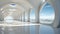 Futuristic Elegance: Serene White Archway Hall.