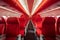 Futuristic Empty aircraft red interior. Generate Ai