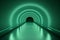 Futuristic empty tunnel. Round dark green corridor with light for showcase and display products