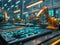 Futuristic Factory Floor with Digital Integration