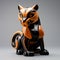 Futuristic Fantasy Cat Figurine In Orange And Black