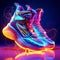 Futuristic Fashion Sneakers on Vivid Abstract Background