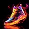 Futuristic Fashion Sneakers on Vivid Abstract Background