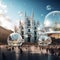 Futuristic Floating Cityscape in Milan