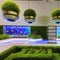 A futuristic floating garden with levitating planters, holographic flowers, and LED-lit shrubs1