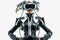 Futuristic girl in a virtual reality helmet. Generative ai