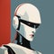 Futuristic Glam: An Animated Robot Portrait In White And Red