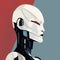 Futuristic Glam: A Dark Gray And Red Autonomous Robot Soldier