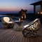 Futuristic Glam Patio Furniture With Metallic Textures And Dynamic Lighting