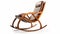 Futuristic Glamour Wooden Rocking Chair On White Background