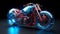 Futuristic Glass Motorcycle with Massive Wheels. Generative ai