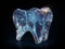 Futuristic glossy tooth over dark background.