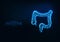 Futuristic glowing low polygonal intestine isolated on dark blue background.