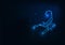 Futuristic glowing low polygonal scorpion isolated on dark blue background