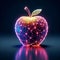 Futuristic glowing neon apple fruit