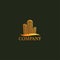Futuristic Gold Building Real Estate Logo Design Template, Upmarket Logo Concept,