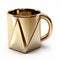 Futuristic Gold Tetrahedron Mug With Jagged Finish - 3d Model