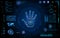 Futuristic hand scan identify with hud element interface screen monitor design background template