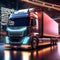 Futuristic Haul: Autonomic Euro Semi-Truck with Cargo Trailer - State-of-the-Art Night Vision (3D Render