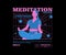 Futuristic healing illustration of meditation t shirt design, vector graphic, typographic poster or tshirts street wear and Urban