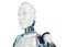 Futuristic humanoid robot on white background