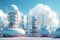 Futuristic hydrogen, petroleum, chemical or ammonia industrial plant. Industrial zone with storage tanks and pipelines
