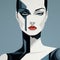 Futuristic Illustration Of A Woman: High Contrast Glam Inspired By Patrick Nagel