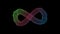 Futuristic infinity symbol waving. Icon form of infinite rotating, exploding