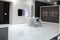 Futuristic kitchen in black and white