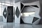 futuristic kitchen, with sleek modular custom cabinetry and minimalist design elements