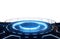 Futuristic landing platform. Isolated transparent PNG. blue neon futuristic glow.