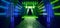 Futuristic Laser Neon Triangle Glowing Pantone Blue Green Concrete Construction Tunnel Garage Underground Corridor Stage Studio