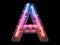 Futuristic led dots light font. Ultraviolet. Letter A.