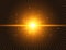 Futuristic light on transparent background. Gold star burst with beams and sparkles. Sun flash with rays and spotlight