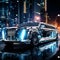 Futuristic Limousine under Night Sky