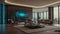 Futuristic Living Room with Holographic Display