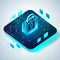 Futuristic lock cyber security graphical illustration