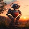 Futuristic Love robot with a big heart (Generative AI)