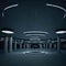 Futuristic Mall Parking Place With Columns, Round Structure, Empty, Glowing Led Lights, No Cars, Generative AI