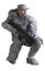 Futuristic Marine Ranger in Urban Camouflage, Crouching