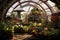 futuristic mars habitat greenhouse with plants