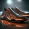 Futuristic Men\\\'s Shoes: Sleek Black Loafers with Bold Orange Contours to Elevate Your Style and Performance