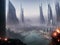 Futuristic metaverse city, Generative AI Illustration