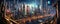 Futuristic Metropolis: vibrant panorama of a futuristic metropolis, with sleek skyscrapers, neon-lit streets panorama