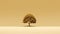 Futuristic Minimalism: Tree And Bird In A Golden Landscape