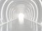 a futuristic, minimalist corridor that is mostly white