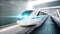 Futuristic modern train, monorail fast driving in sci fi tunnel, coridor. Concept of future. 3d rendering.