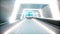 Futuristic modern train, monorail fast driving in sci fi tunnel, coridor. Concept of future. Realistic 4k animation.