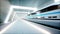Futuristic modern train, monorail fast driving in sci fi tunnel, coridor. Concept of future. Realistic 4k animation.