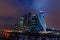 Futuristic Moscow international business center on a dark night. moskva-city
